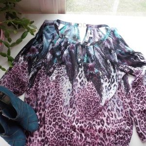 Sheer Purple Cheeta Print Blouse